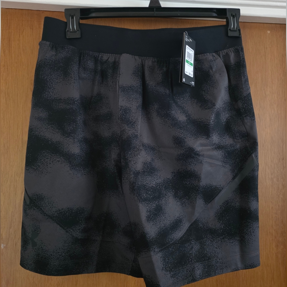 Men's Under Armour UA Unstoppable Knit Shorts Gray Black 1370378 010 Large